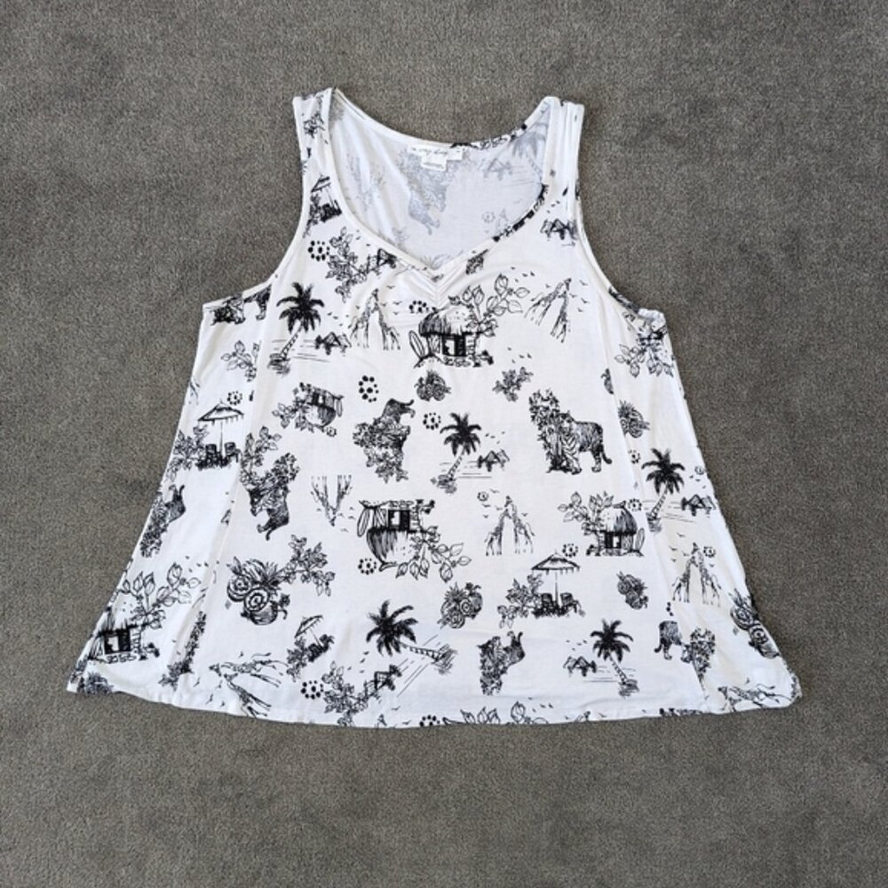 Pennington Monochrome Jungle Print Sleeveless Top - Casual Summer
